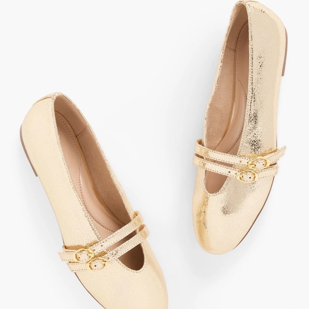 Talbots Vera metallic leather Mary Jane flats